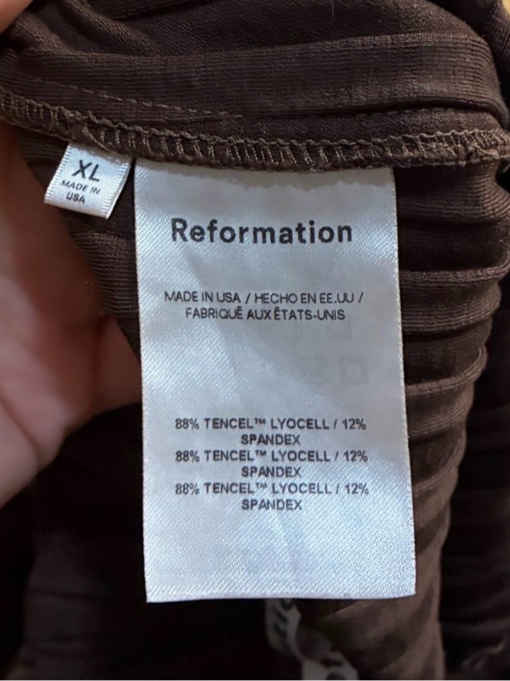 Reformation Brown Ribbed Pull On Pants - Picture 4 of 4